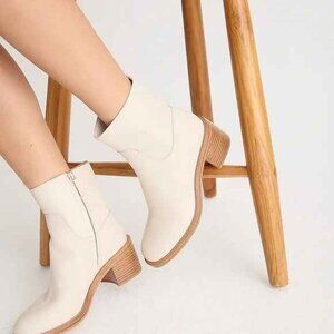 J.Crew Stacked-heel ankle boots in leather Cream Size 7.5